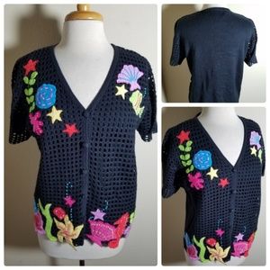 Studio Designer Originals Black Seashell Cardigan